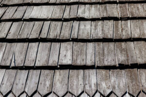Background of the old wooden shingles roof